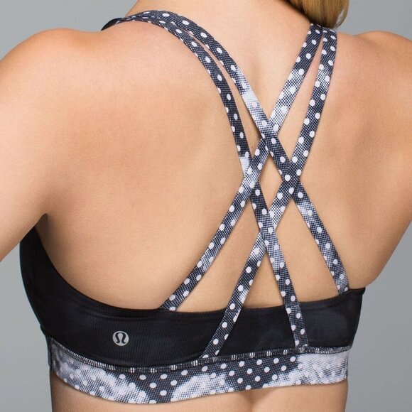 Lululemon Women's Energy Bra Dottie Dream Coal Black Athletic Workout top 8 - Picture 2 of 9